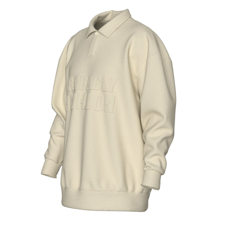 "Probably Nothing" 3D Embossed Polo Sweatshirt